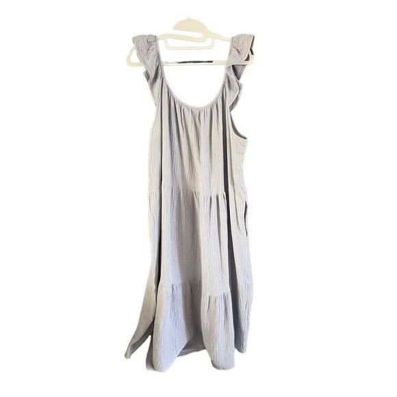 For Cynthia Womens Gray Cotton Tierred Off Shoulder Sheath Dress Size XL NWT - Picture 3 of 12